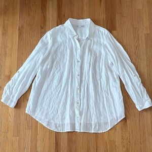 J. Jill Crisp White Linen Blouse